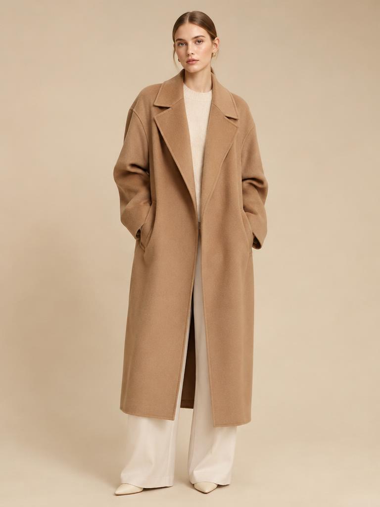 Wollmantel in Camel